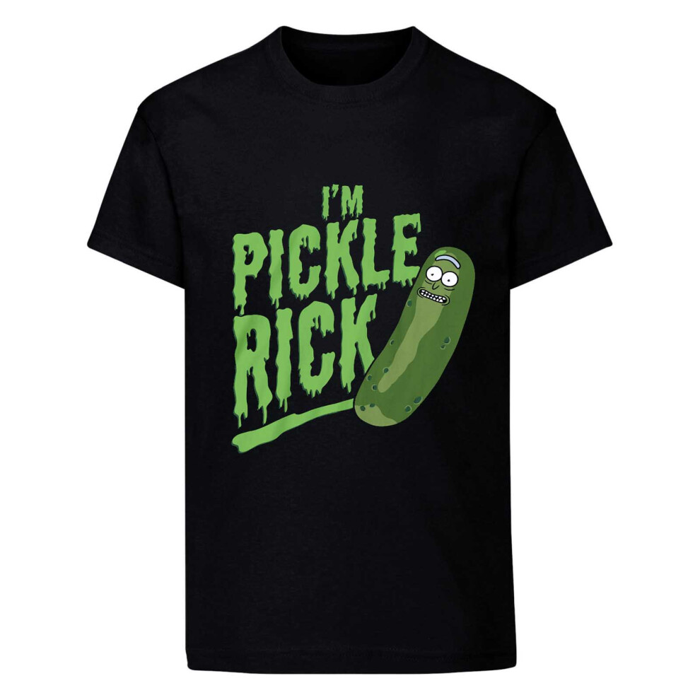 (S, Black/Green) Rick And Morty Unisex Adult Pickle Rick T-Shirt