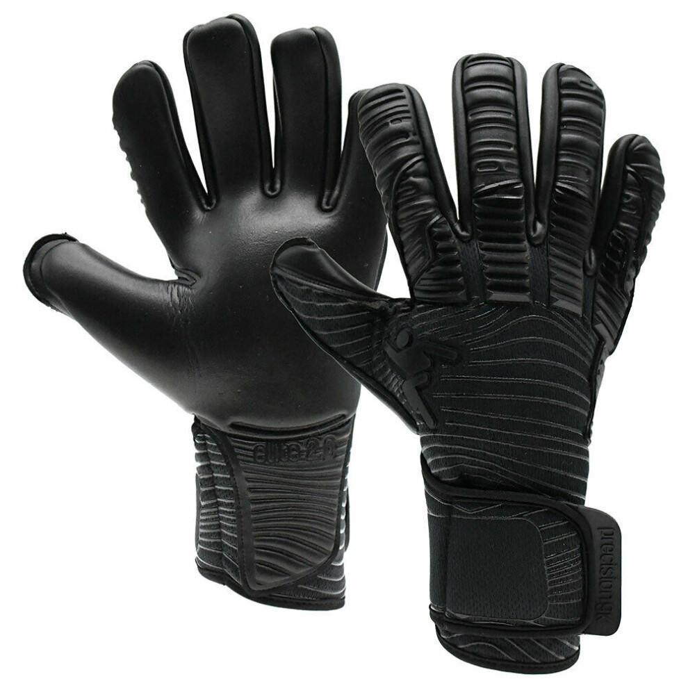 (10, Black) Precision Unisex Adult Elite 2.0 Blackout Goalkeeper Gloves