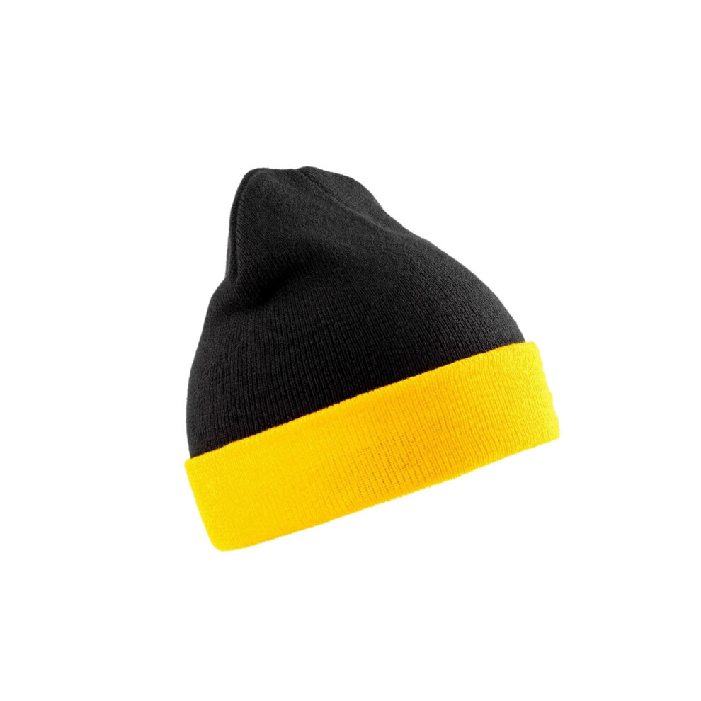 (One Size, Black/Yellow) Result Genuine Recycled Unisex Adult Compass Beanie