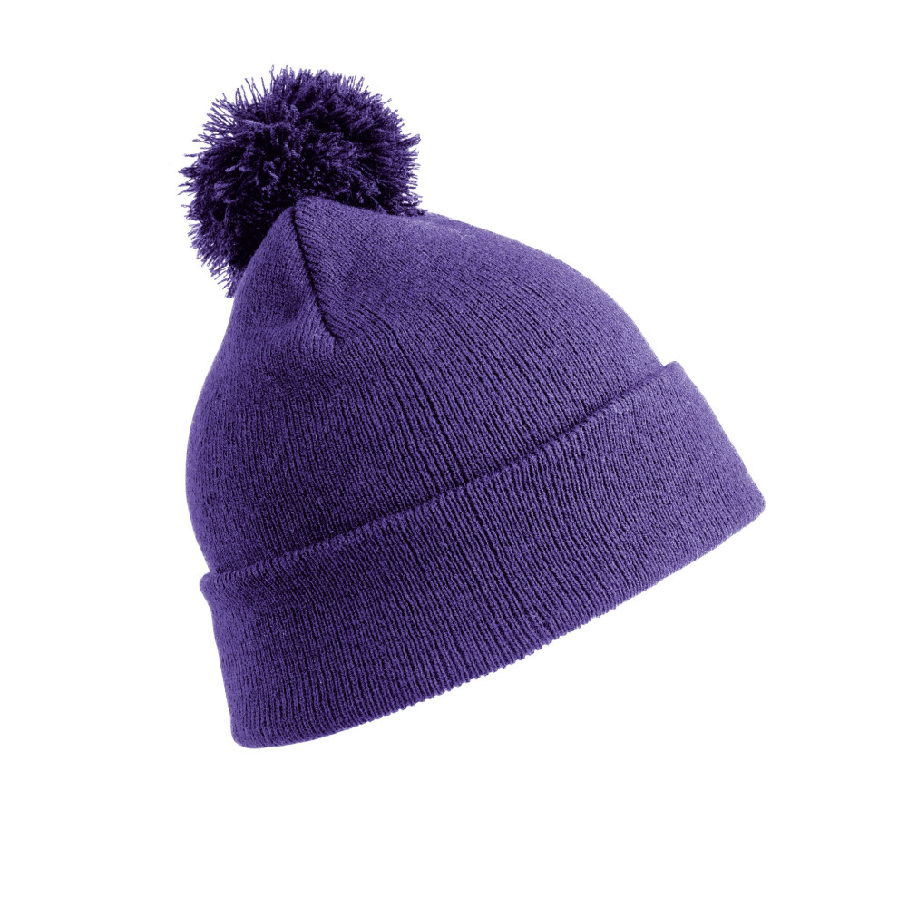 (One Size, Purple) Result Winter Essentials Mens Pom Pom Beanie