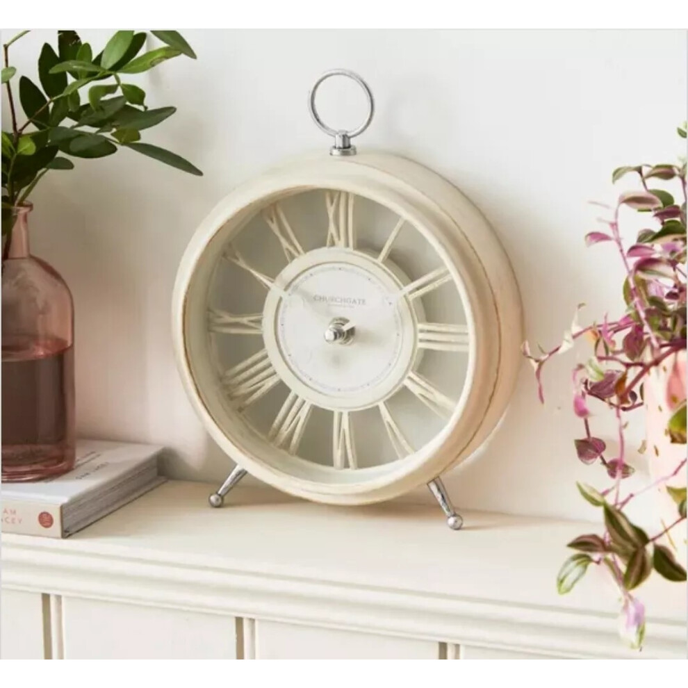 Cream Effect Mantle Clock mantel time table watch black mantelpiece.