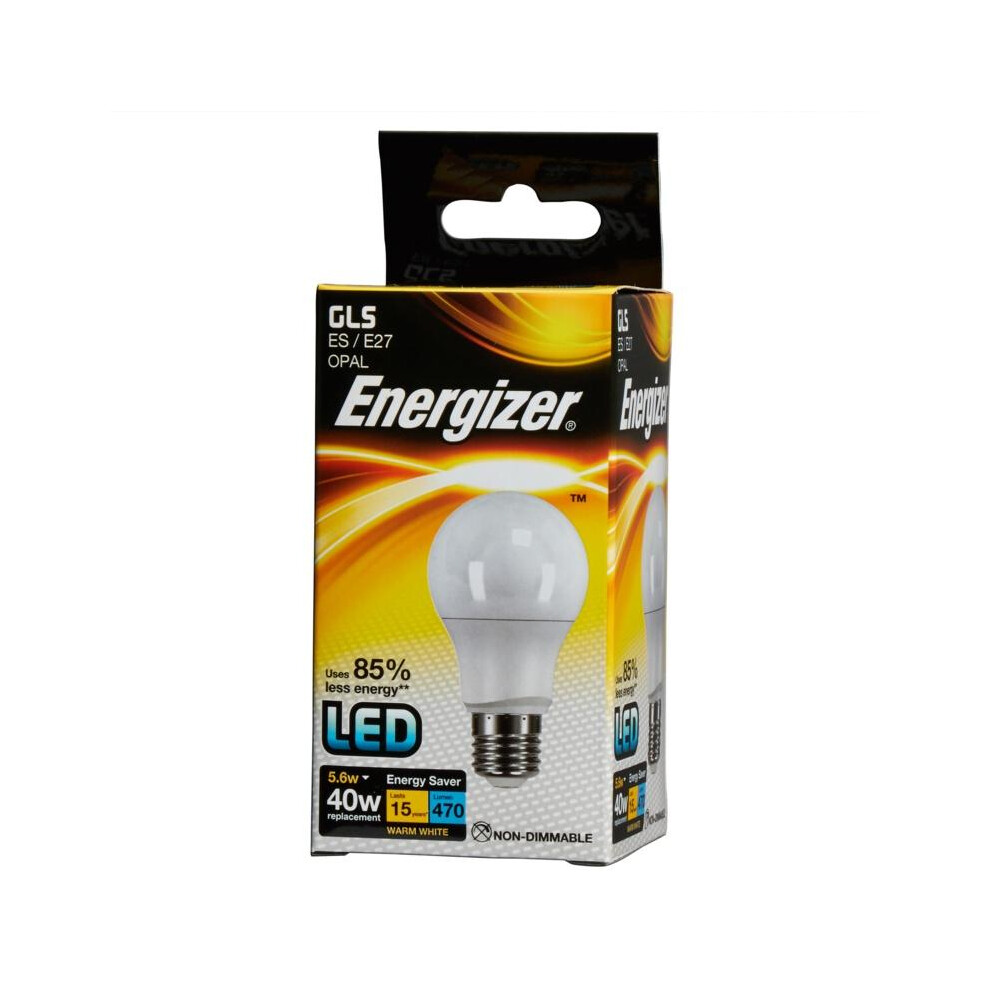 (5.6w, Warm White) Energizer LED GLS E27 Opal Boxed Bulb