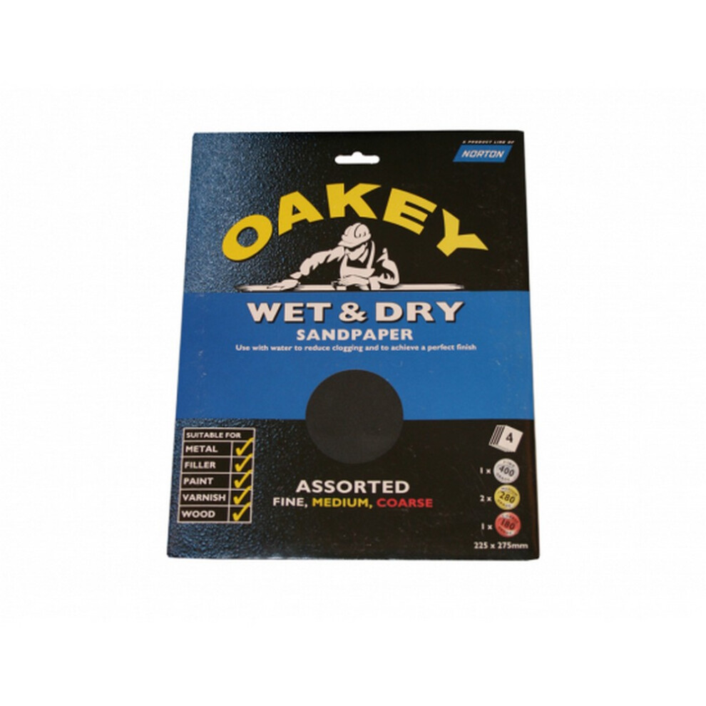 Norton Oakey Flexible Wet And Dry Sandpaper (Pack Of 4)