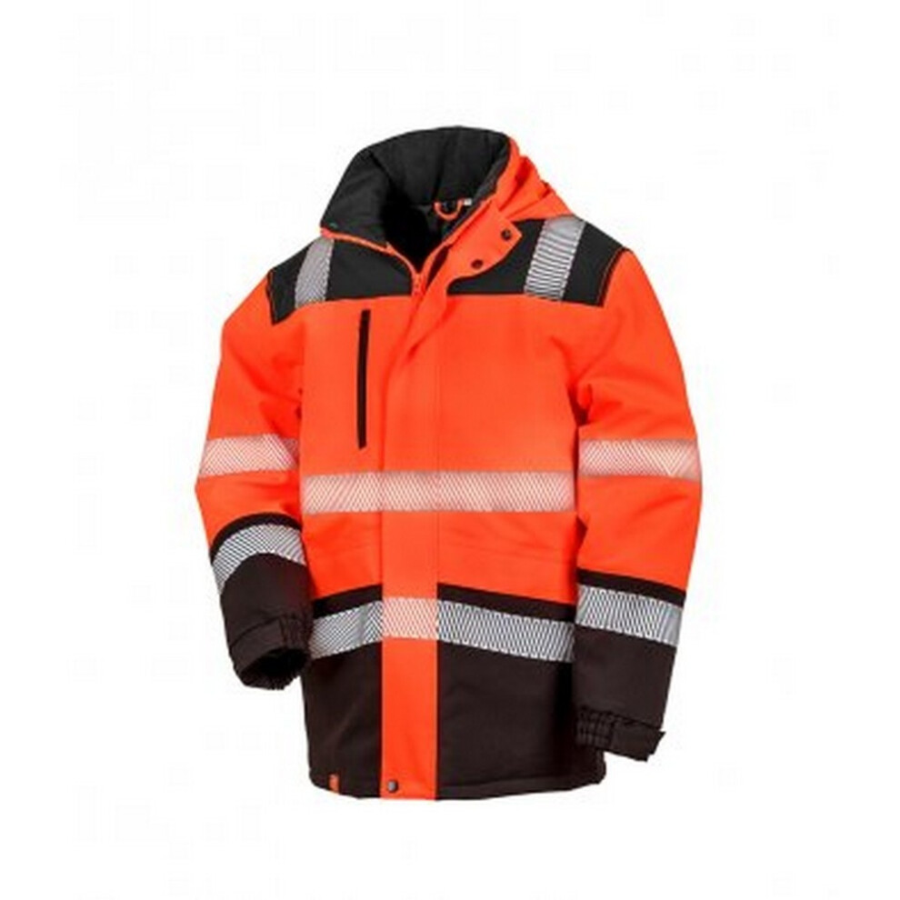 (L, Fluorescent Orange/Black) Result Adults Unisex Safe-Guard Safety Soft Shell Jacket