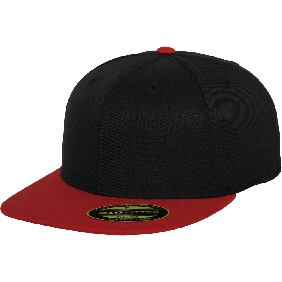 (L/XL, Black/Red) Flexfit By Yupoong Premium 210 Fitted Two Tone Baseball Cap