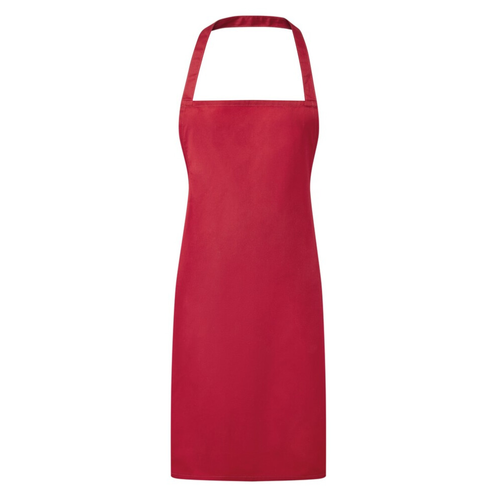 (One Size, Red) Premier Ladies/Womens Essential Bib Apron / Catering Workwear