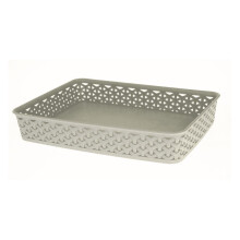 (36 x 26 x 6cm, Grey) Curver Rattan A4 Wicker Storage Tray