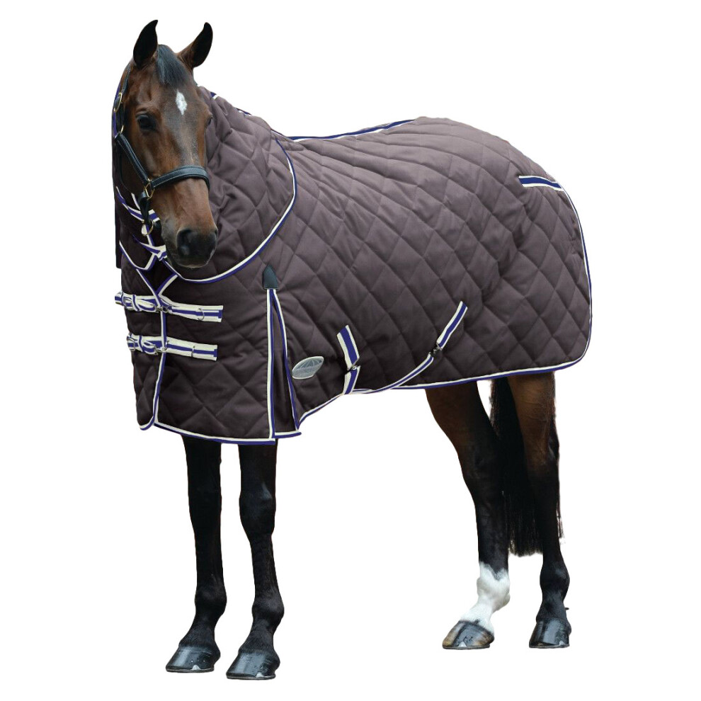 (5 ft 9, Charcoal/Blue/White) Weatherbeeta Comfitec Heavy 1000d Diamond Quilt Detach-a-neck Stable Rug