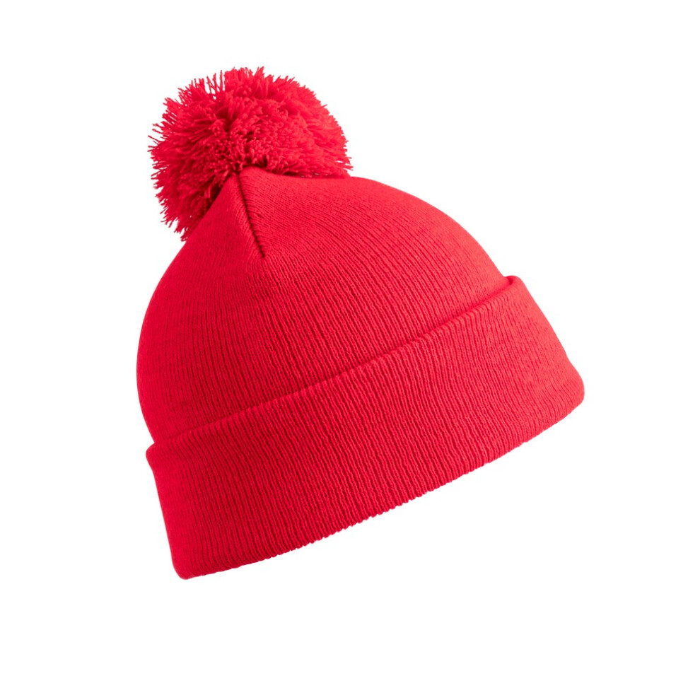 (One Size, Red) Result Winter Essentials Junior Pom Pom Beanie