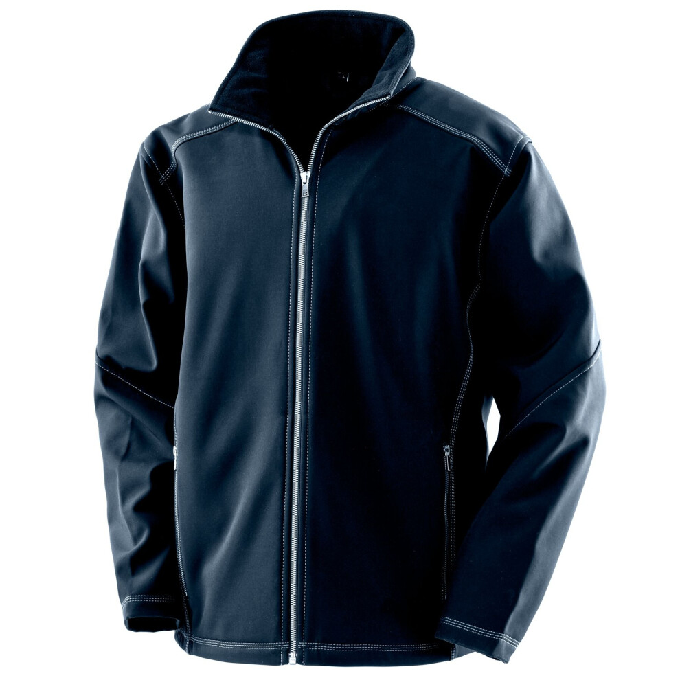 (4XL, Navy) Result Work Guard Mens Treble Stitch Softshell Jacket