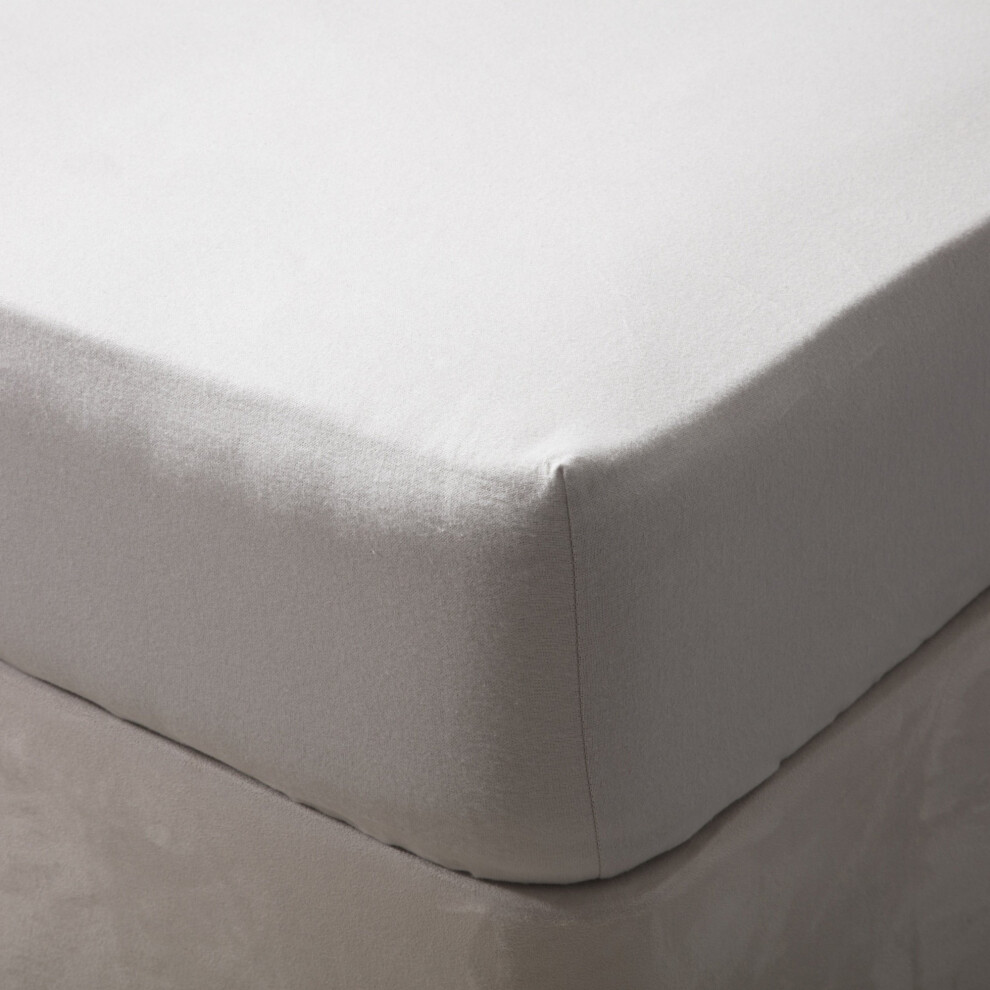 (Double, Grey) Belledorm Brushed Cotton Fitted Sheet