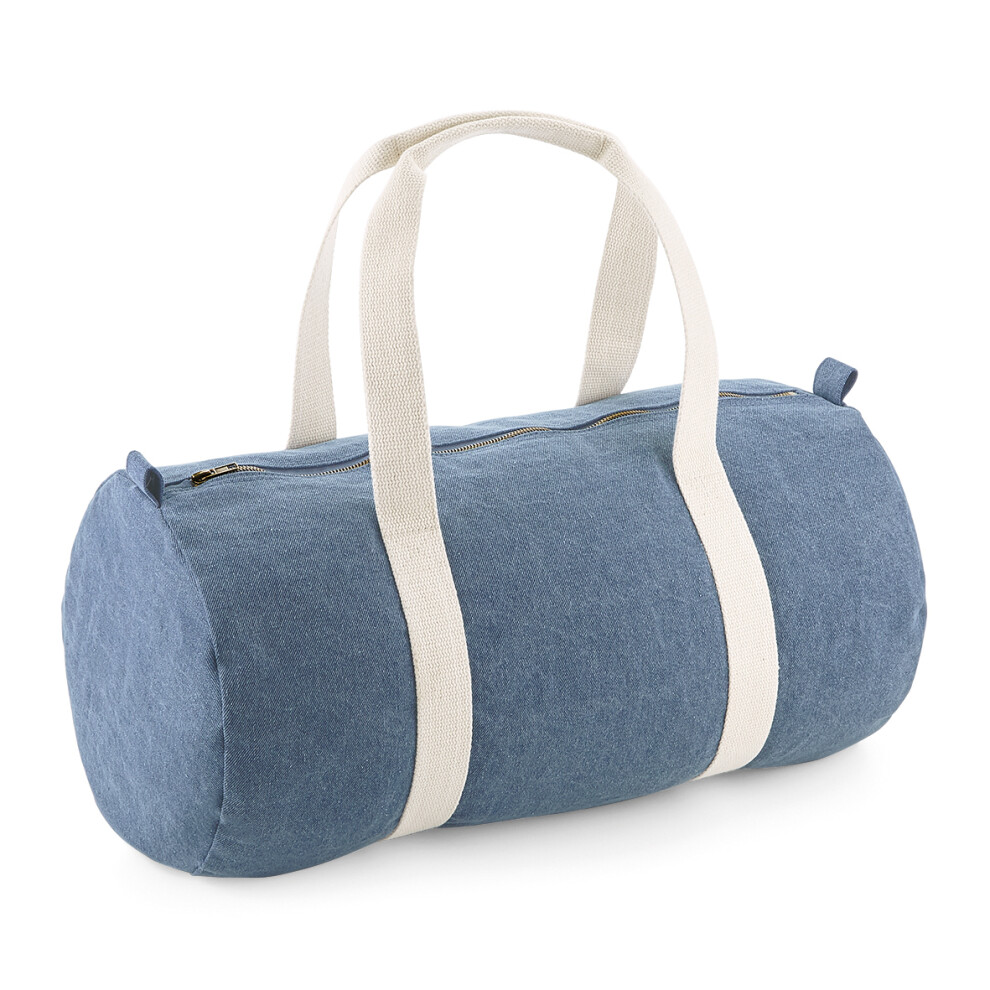 (One Size, Light Denim) Bagbase Denim Barrel Bag