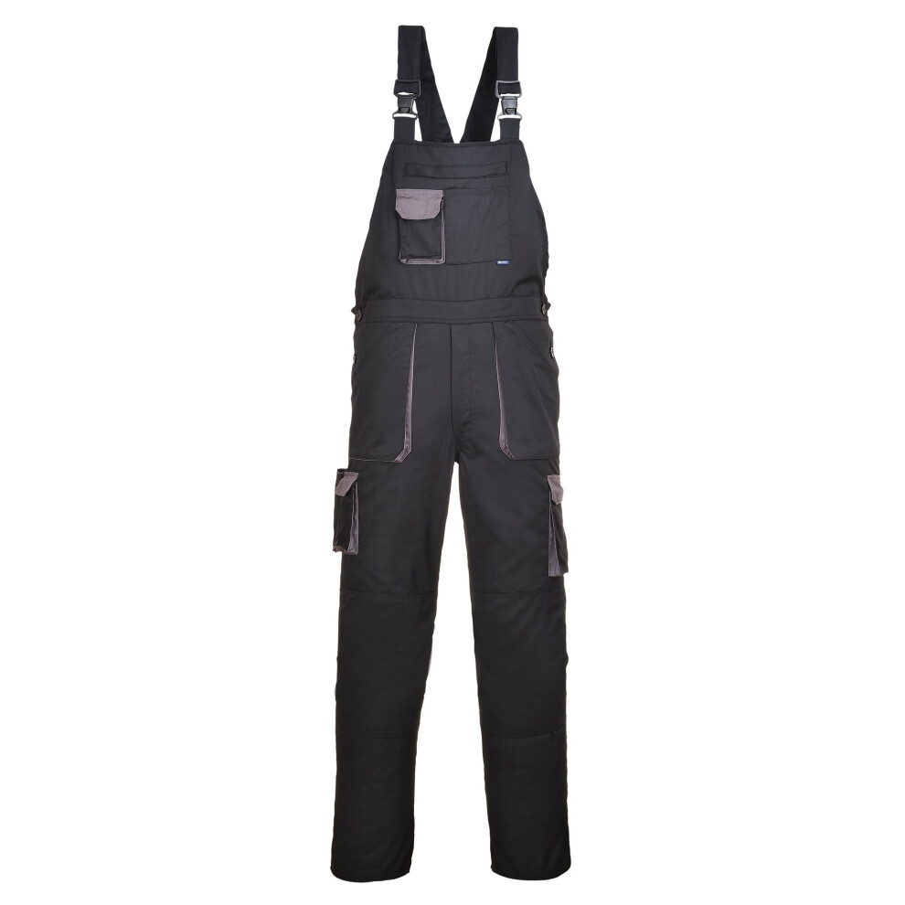 (S x Regular, Black/Grey) Portwest Contrast Bib & Brace / Workwear (Pack of 2)