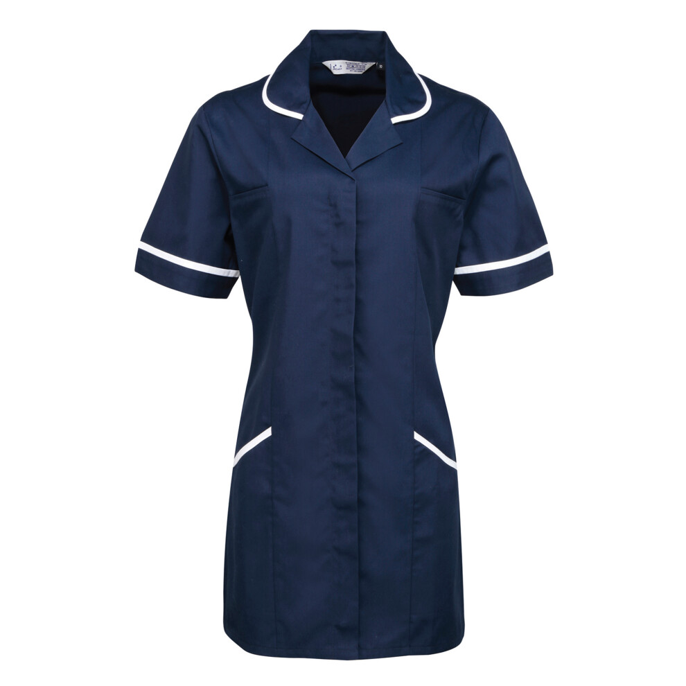 (8, Navy/ White) Premier Ladies/Womens Vitality Medical/Healthcare Work Tunic (Pack of 2)