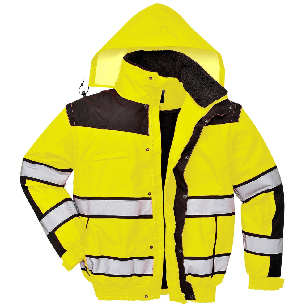 (3XL, Yellow/ Black) Portwest Mens High Visibility Classic All Weather Bomber Jacket (Pack of 2)