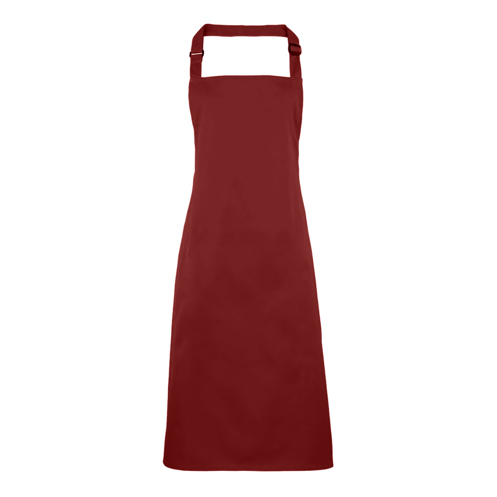 (One Size, Burgundy) Premier Colours Bib Apron / Workwear (Pack of 2)