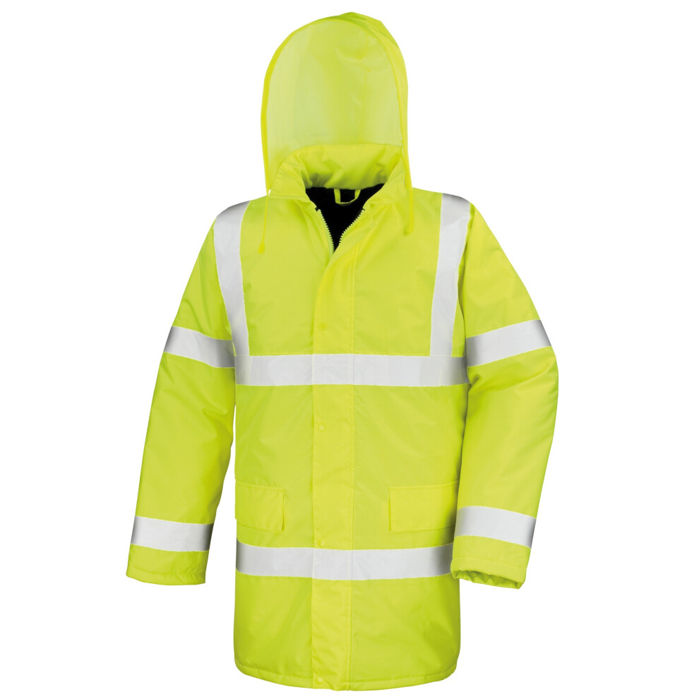 (S, Hi-Viz Yellow) Result Core High-Viz Motorway Coat (Waterproof & Windproof) (Pack of 2)