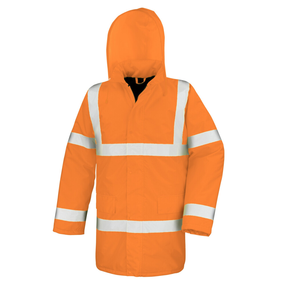 (M, Orange) Result Core High-Viz Motorway Coat (Waterproof & Windproof) (Pack of 2)