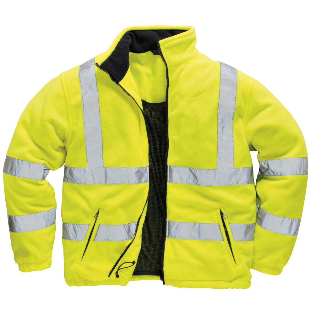 (M, Yellow) Portwest Mens Lined Hi Vis Fleece Jacket (Pack of 2)