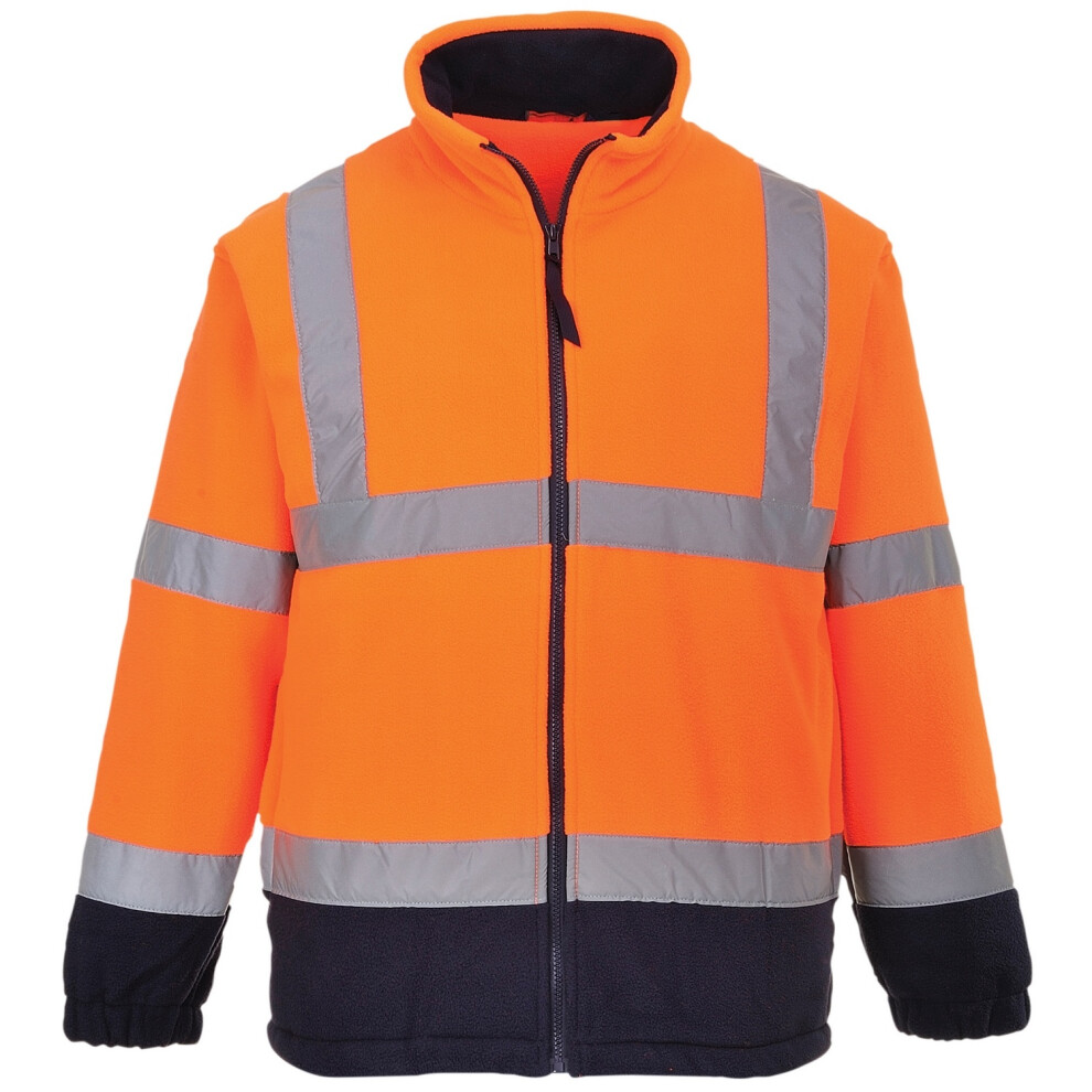 (M, Orange/ Navy) Portwest Mens Lined Hi Vis Fleece Jacket (Pack of 2)