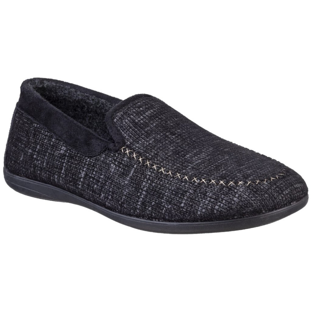 (12 UK, Black) Cotswold Mens Stanley Moc Toe Full Slipper