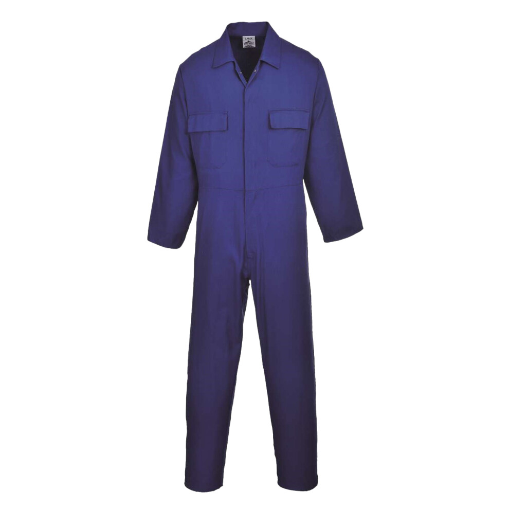 (L x Regular, Royal) Portwest Mens Euro Work Polycotton Coverall (S999) / Workwear (Pack of 2)