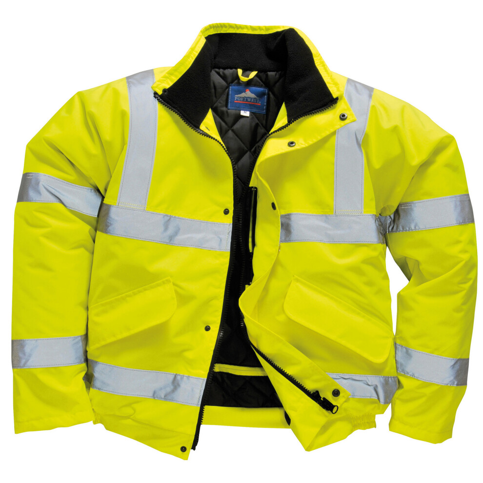 (XL, Yellow) Portwest Unisex Hi-Vis Bomber Jacket (S463) / Workwear / Safetywear (Pack of 2)