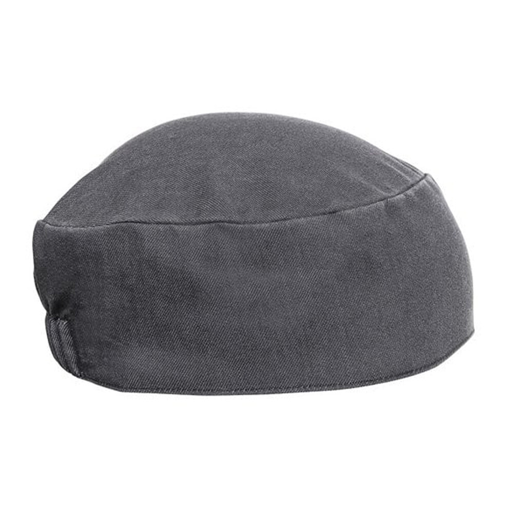 (One Size, Grey Denim) Premier Unisex Chefs Skull Cap (Pack of 2)