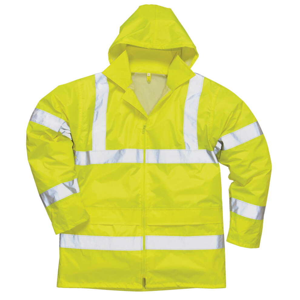 (XL, Yellow) Portwest Hi-Vis Rain Jacket (H440) / Safetywear / Workwear (Pack of 2)