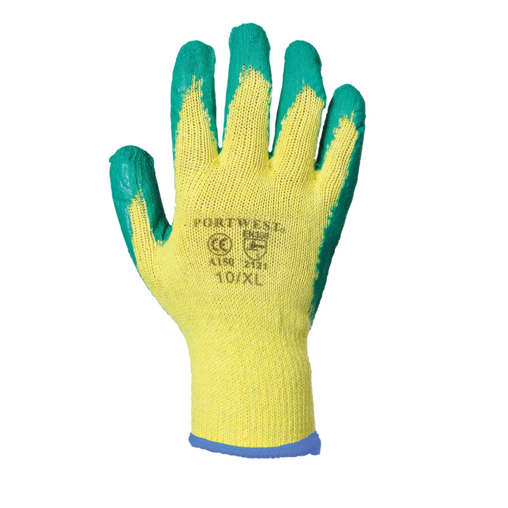 (M, Yellow/ Green) Portwest Fortis Grip Gloves (A150) / Workwear / Safetywear (Pack of 2)