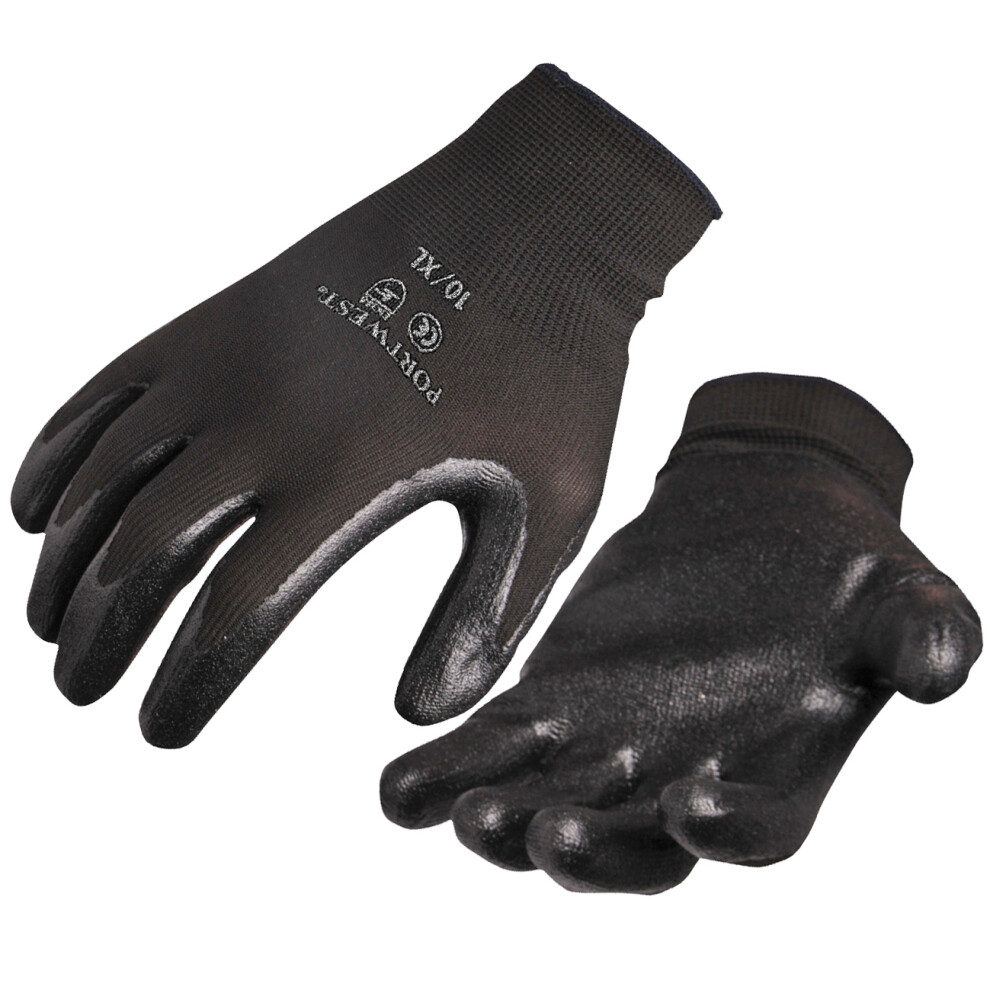 (L, Black) Portwest Dexti Grip Gloves (A320) / Safetywear / Workwear (Pack of 2)