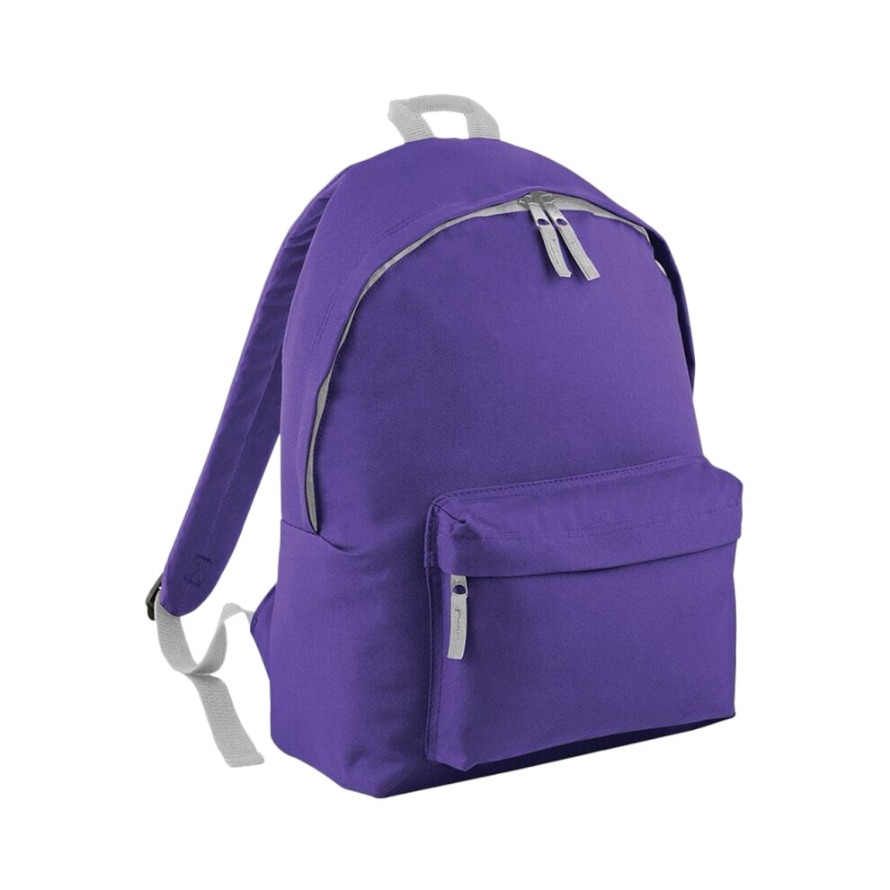(One Size, Purple/Light Grey) Bagbase Junior Fashion Backpack / Rucksack (14 Litres) (Pack of 2)