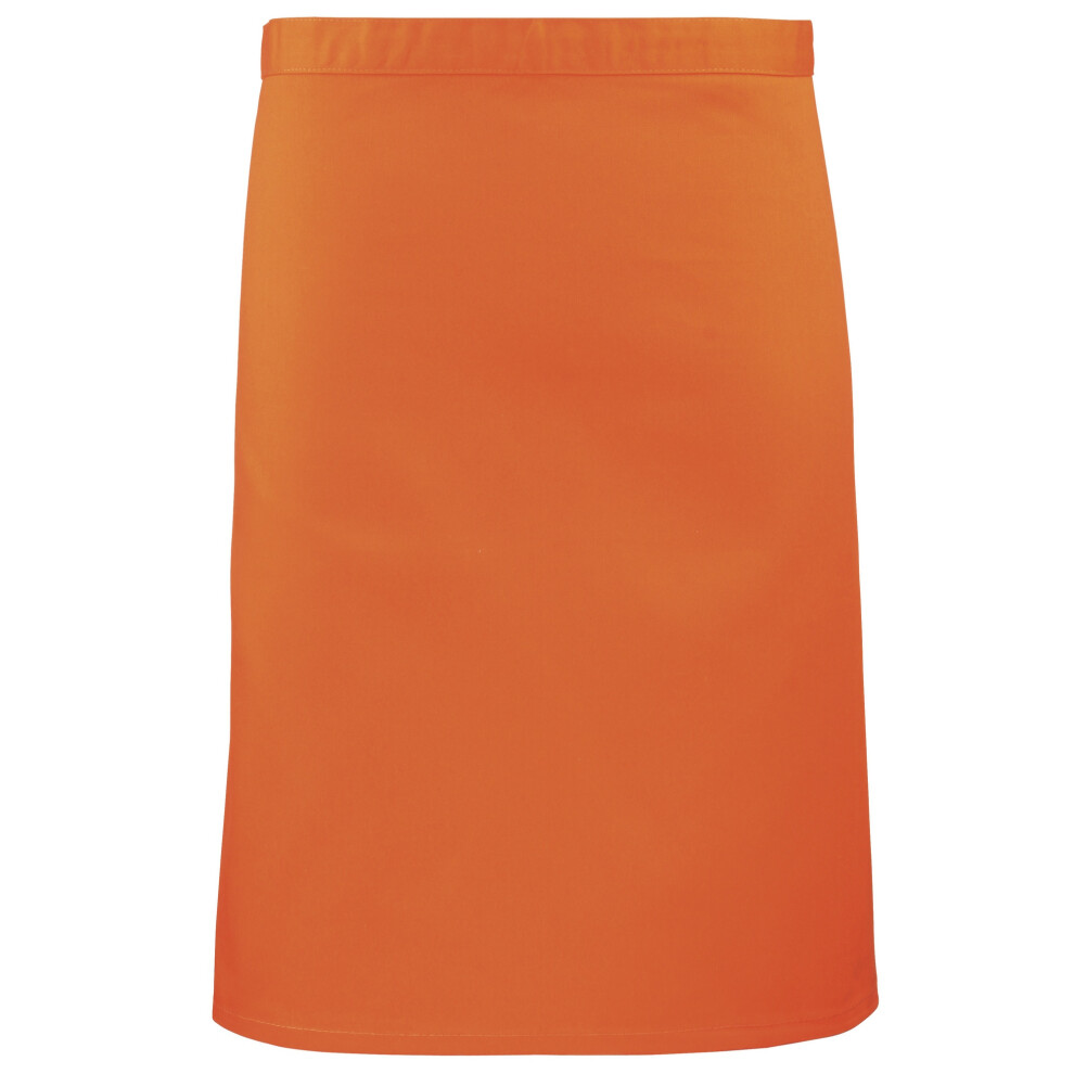 (One Size, Orange) Premier Ladies/Womens Mid-Length Apron (Pack of 2)