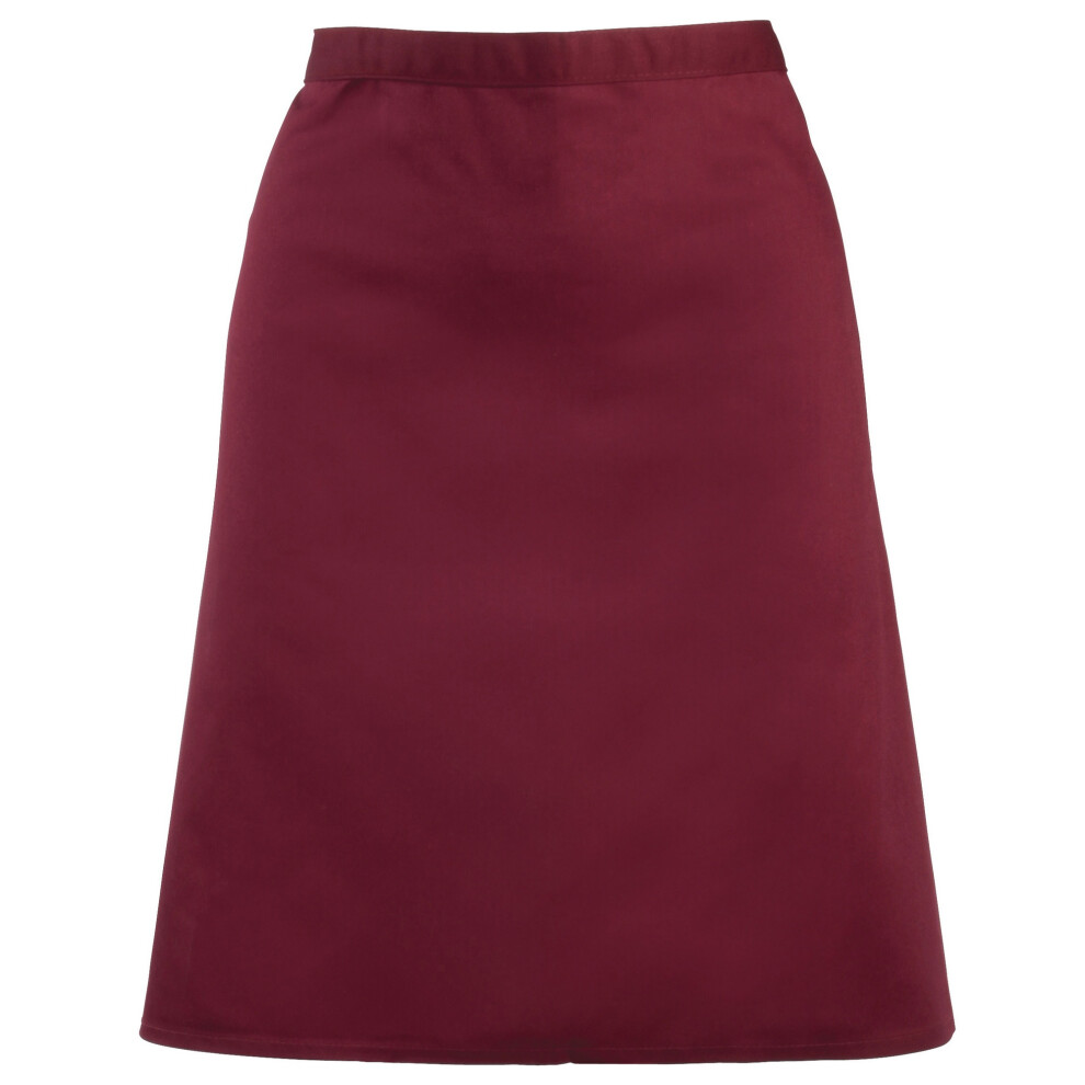 (One Size, Burgundy) Premier Ladies/Womens Mid-Length Apron (Pack Of 2)