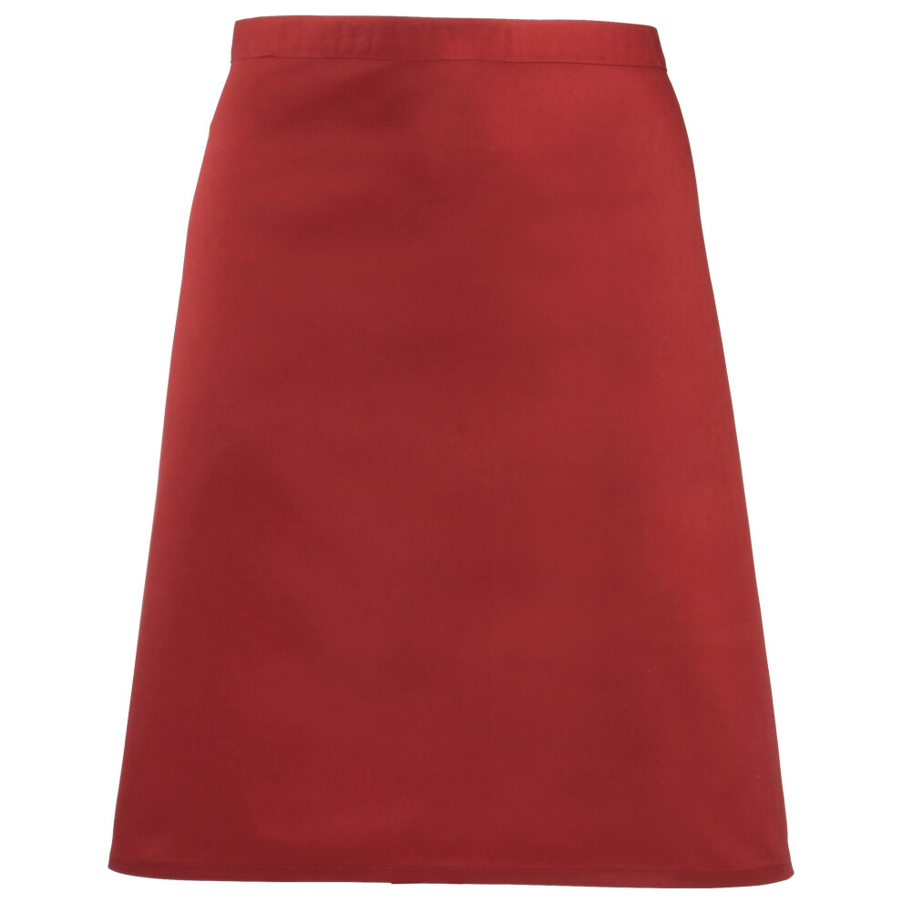 (One Size, Red) Premier Ladies/Womens Mid-Length Apron (Pack of 2)