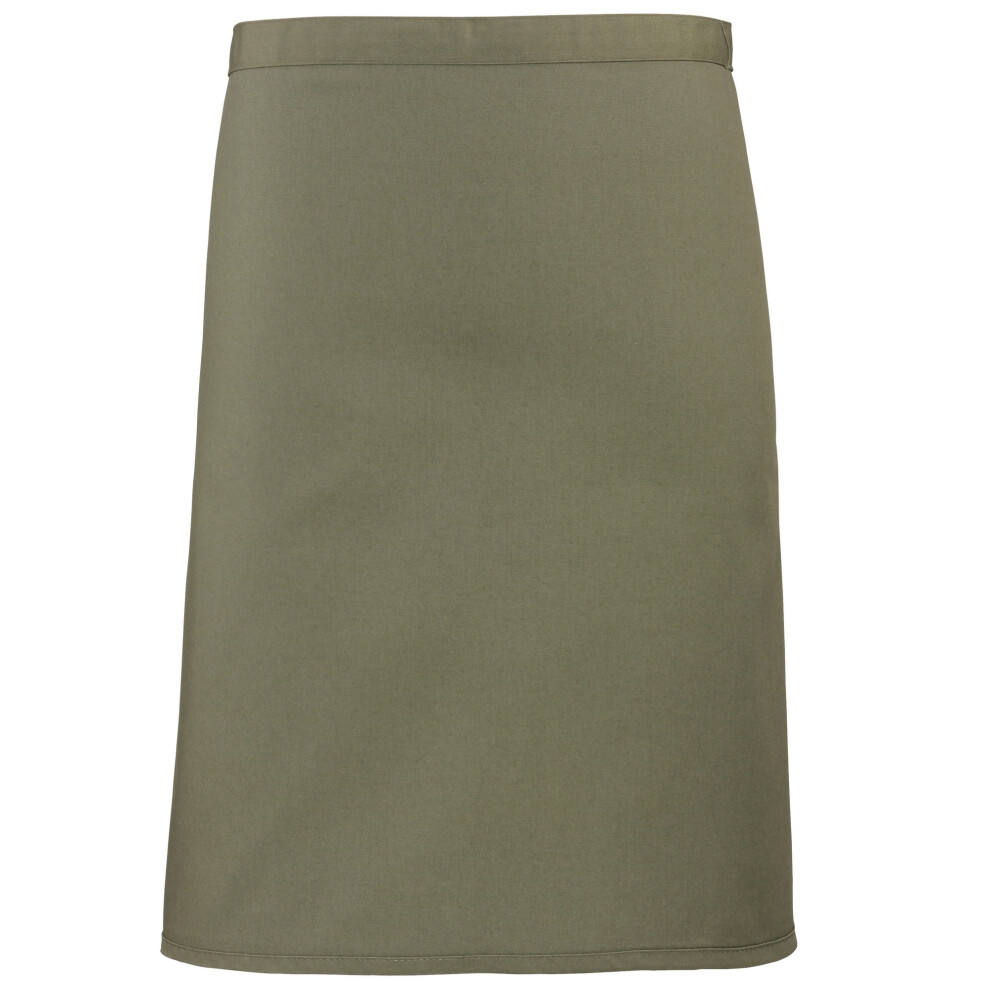 (One Size, Olive) Premier Ladies/Womens Mid-Length Apron (Pack of 2)