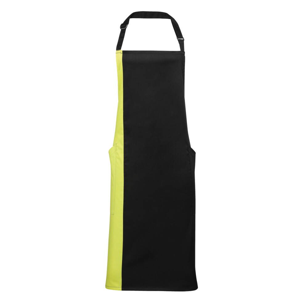 (One Size, Black/ Lime) Premier Unisex Contrast Workwear Bib Apron (Pack of 2)