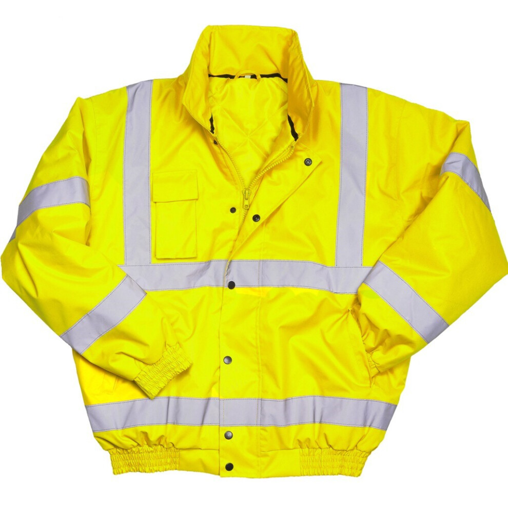 (M, Fluorescent Yellow) Warrior Mens Tulsa Hi-Vis Bomber Jacket