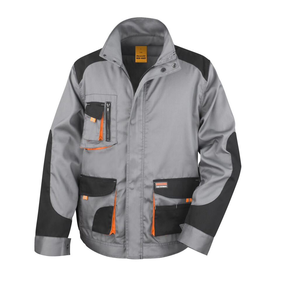 (XS, Grey Black / Orange) Result Mens Work-Guard Lite Workwear Jacket (Breathable And Windproof)