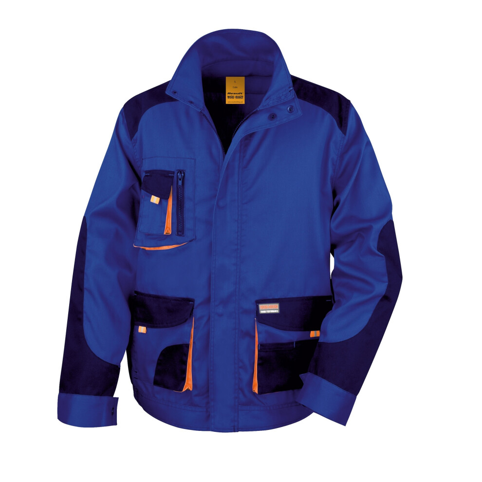 (XS, Royal / Navy / Orange) Result Mens Work-Guard Lite Workwear Jacket (Breathable And Windproof)