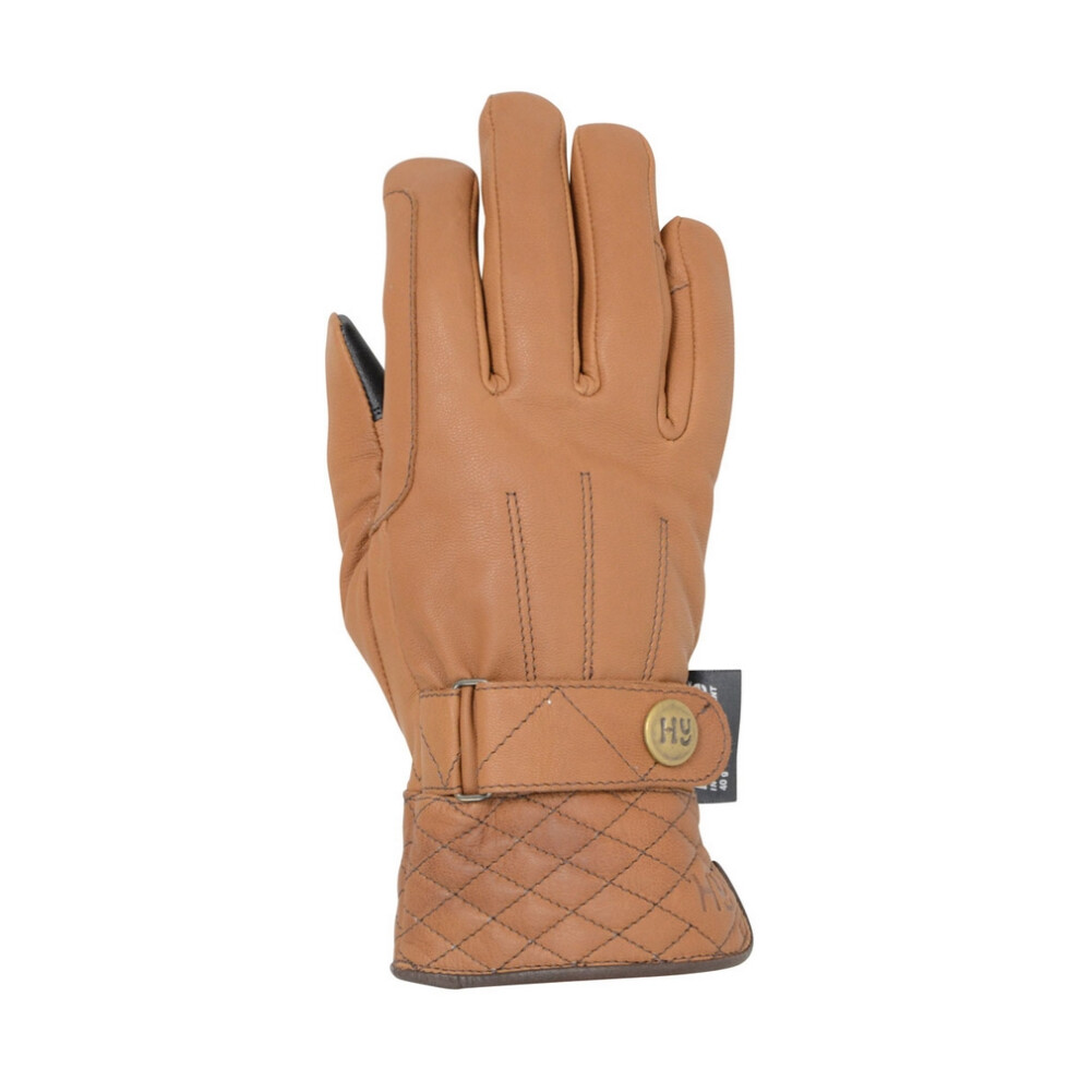 (XL, Tan) Hy5 Adults Thinsulate Quilted Soft Leather Winter Riding Gloves
