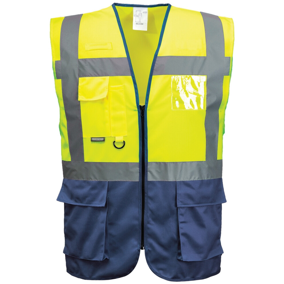 (M, Yellow/ Navy) Portwest Hi Vis Executive / Manager Vest / Safetywear