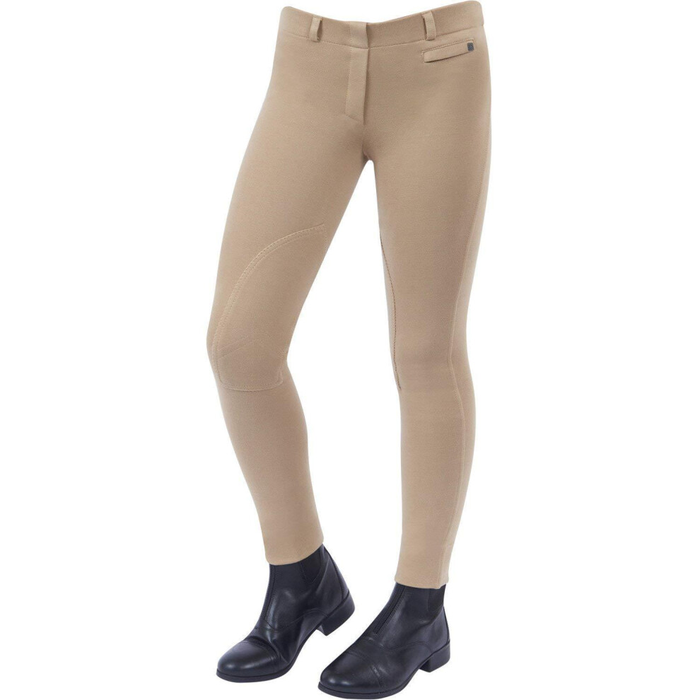 (27in, Beige) Dublin Childrens/Kids Supa-fit Pull On Knee Patch Jodhpurs