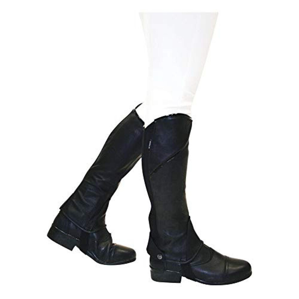 (Childs Medium, Black/Patent Piping) Dublin Childrens/Kids Stretch Fit Half Chaps