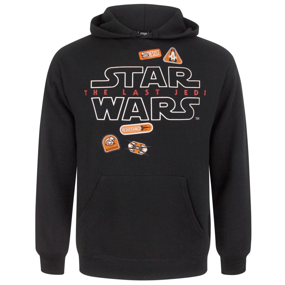 (M, Black) Star Wars Mens The Last Jedi Badges Hoodie