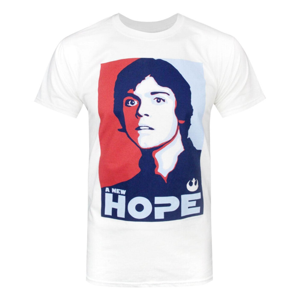 (L, White) Star Wars Official Mens Luke Skywalker A New Hope T-Shirt