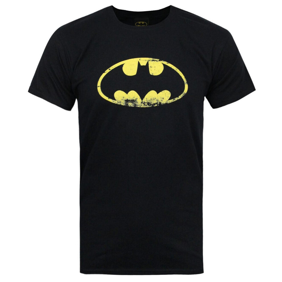(M, Black) Batman Official Mens Distressed Emblem T-Shirt