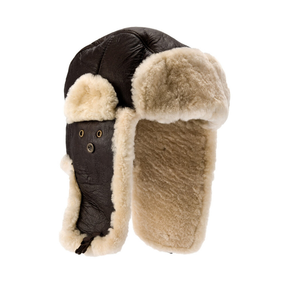 Eastern Counties Leather Men's Brown (L, Dark Forest) Shelford Sheepskin Pilot Hat