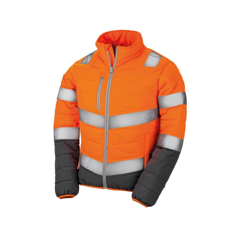 (S, Fluorescent Orange/Grey) Result Safeguard Womens/Ladies Soft Padded Safety Jacket