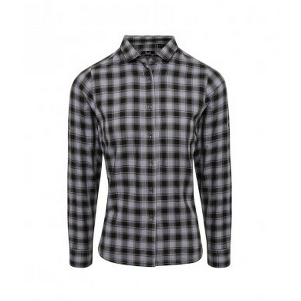(XXL, Steel/Black) Premier Womens/Ladies Mulligan Check Long Sleeve Shirt